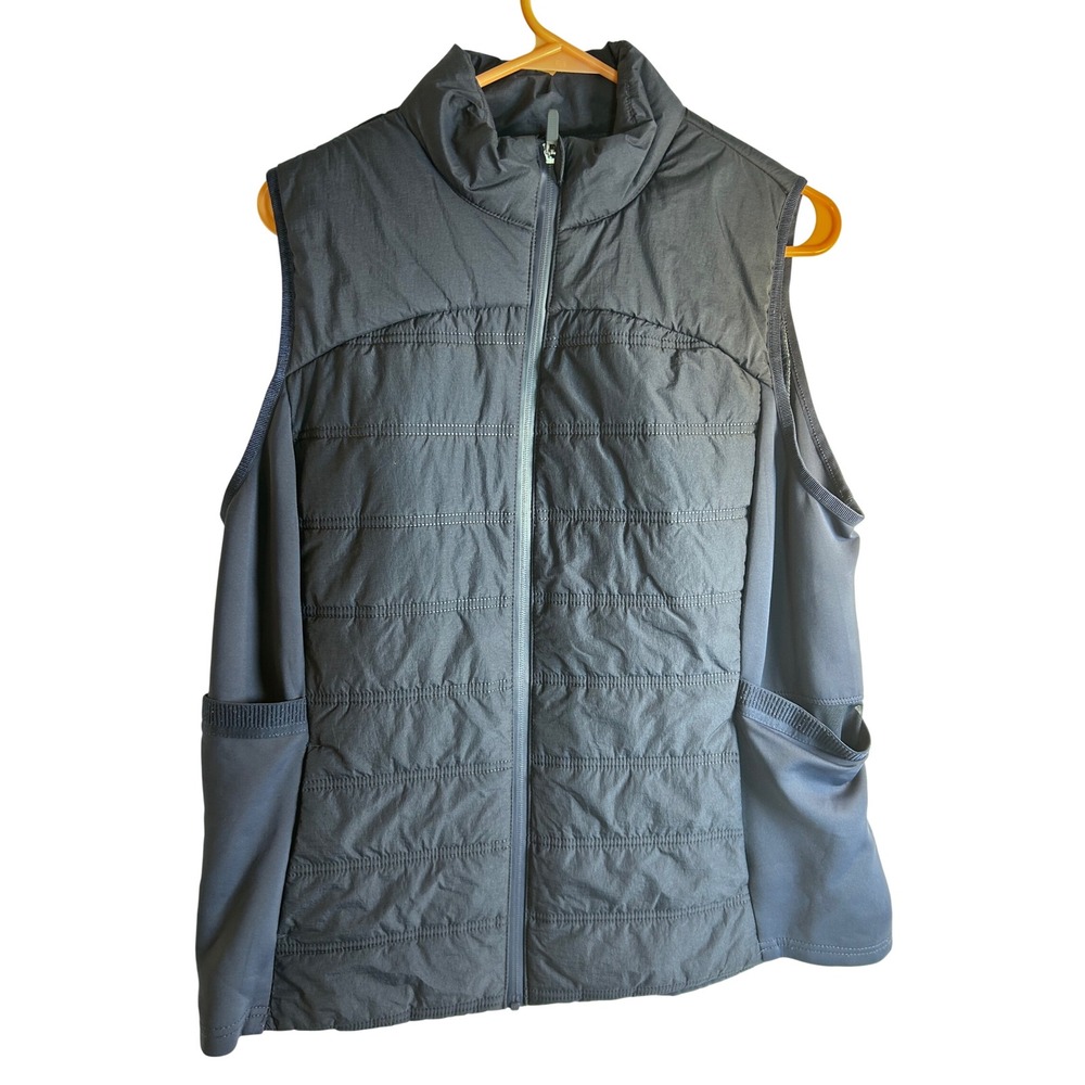 Avia Puffer Vest XL Navy Blue Quilted Mock Neck Zip Up Pockets Womens